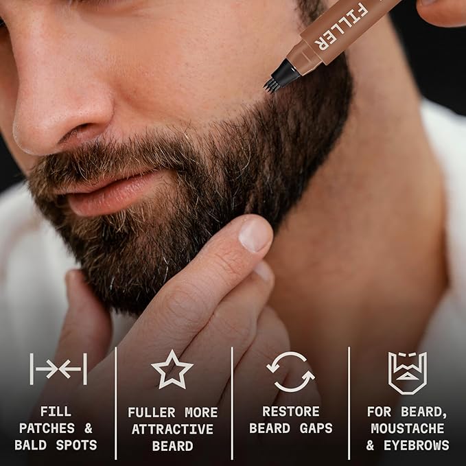 Striking Viking Beard Pencil Filler Pen Kit - 2 Pack, Light Brown - Precision Tip for Stubble Color - Gap-Filling Coverage with Beard Filler Pen Light Brown