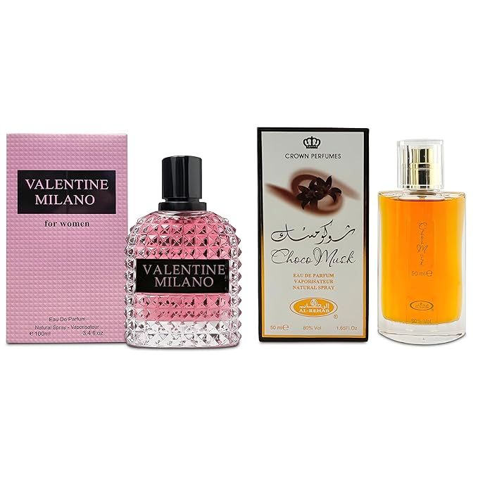 AFLUXE Women's Perfume Combo Set Milano Women&Choco Musk Floral Fruity Fragrance Eau De Parfum Elegant 100ml Bottle Natural Spray Each for Daily Used