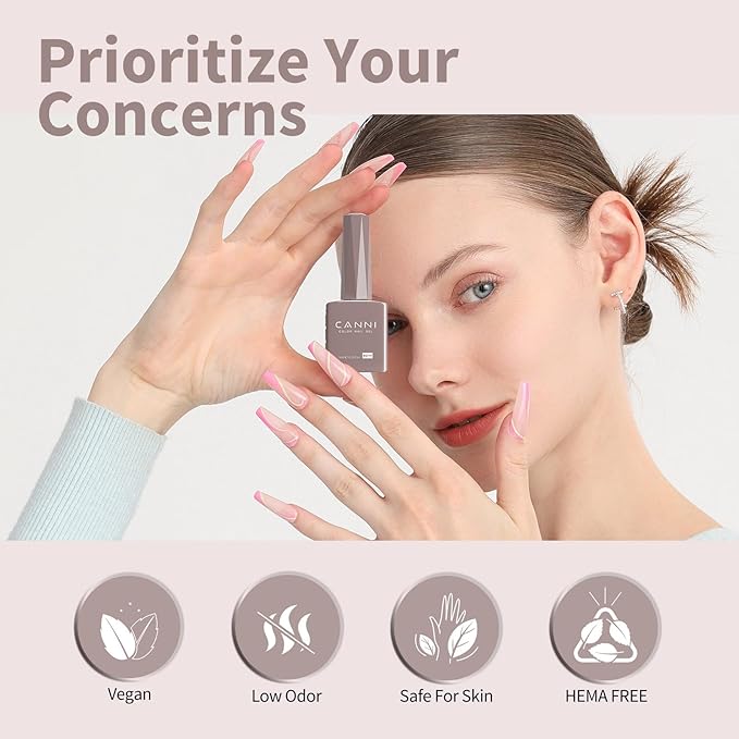 CANNI Light Brown Gel Nail Polish, 1Pcs Nude Grey Gel Polish Color High Gloss Soak Off U V Nail Manicure Salon DIY