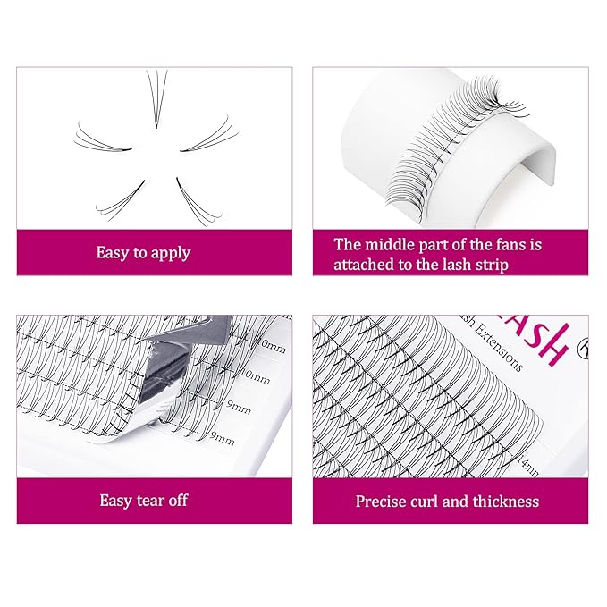 Lash Extension 0.07mm 3D Volume Lashes Premade Fans Eyelash Extensions C curl Mix 8-14mm Eyelashes Extension Individual Lashes by FADLASH (3D-0.07-C, 8-14mm Mix)