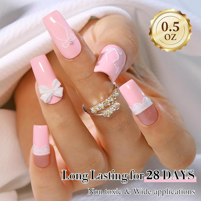 Double Rhythm 0.50 OZ Gel Polish Hema Free Same Color Same Bottle Golden Round Translucent Neutral Natural Milky 15 ML Jelly UV Polish Art DIY at Home (Light Pink-C1389)