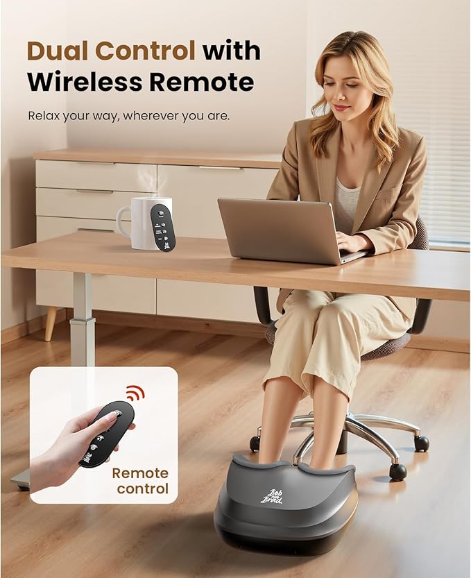BOB AND BRAD Shiatsu Foot Massager with Heat and Remote,Valentine‘s Day Gifts for Her Him,FSA Eligible HSA Deep Kneading Electric Feet Massager for Plantar Fasciitis, Fits US Size 12
