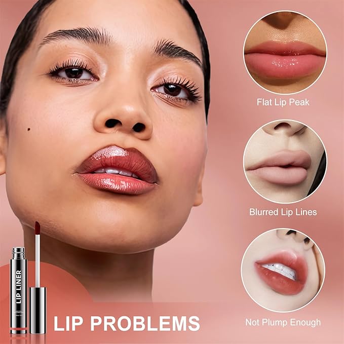 OETUIOW Lip Stain Long Lasting & Waterproof Lip Liner, Non-Stick Cup Highly Pigmented Natural Finish, Lip Gloss for All-Day Color Hold (Black)