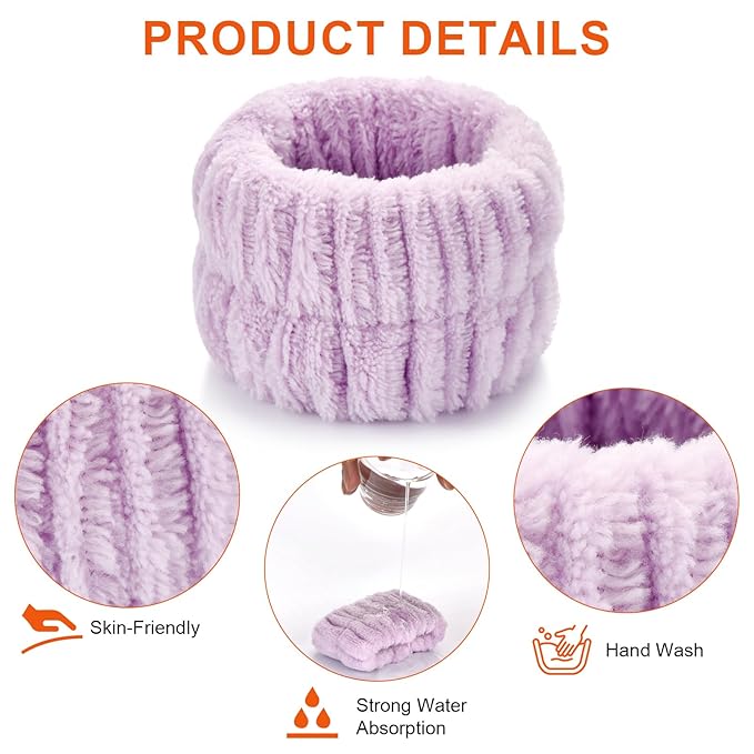 Wteehn 6pcs Wrist Bands for Washing Face Wash Wristbands Wrist Towels Arm Bands for Skincare Makeup Wrist Cuffs Spa Wrist Scrunchies