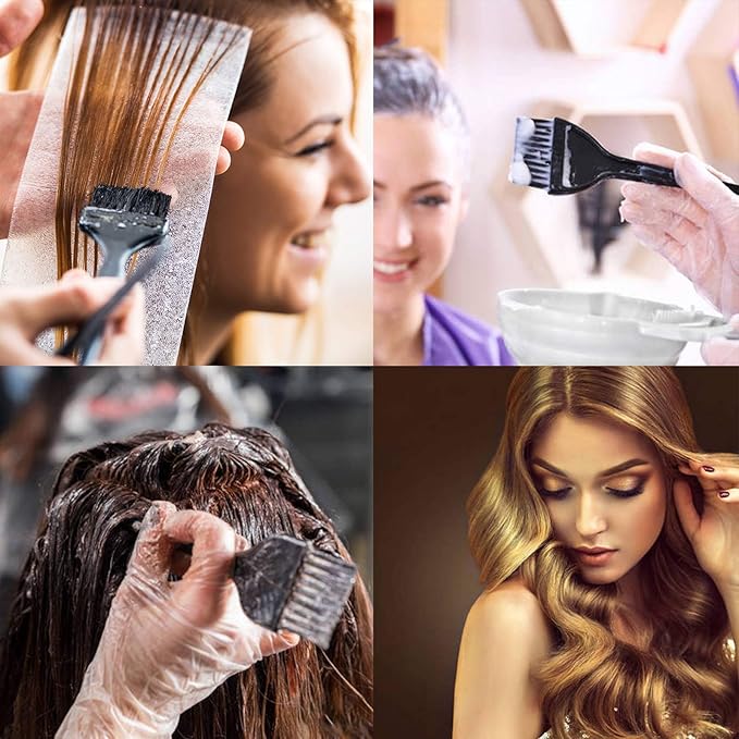 15 Pcs Hair Dye Coloring Kit, Hair Coloring Dyeing Bleaching DIY Salon Tool, Hair Tinting Bowl/Dye Brush/Mixing Spoon/Ear Cover/Gloves/Tint Comb Hair Dye Kit (Black)