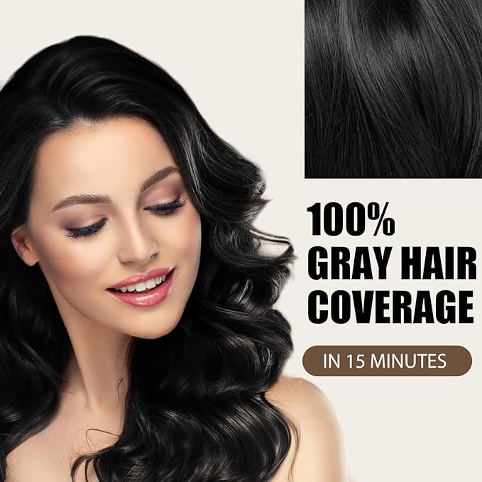 Farndu Black Hair Dye Shampoo- Gray Coverage, Herbal Natural 3 in 1 Hair Color Shampoo for Men & Women