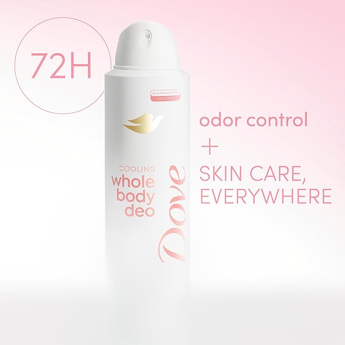 Dove Whole Body Deodorant Cooling Spray Raspberry & Rose Aluminum Free 4oz