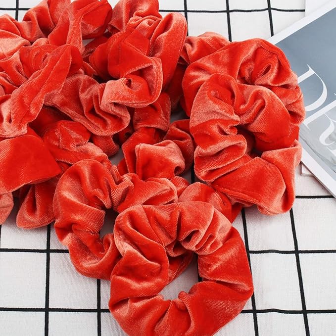 Didder 20 Pcs Hair Scrunchies Velvet Elastics Scrunchy Hair Ties Orange Soft Scrunchie Bobbles Ropes Scrunchie Solid color Hair Bands for Women Girls