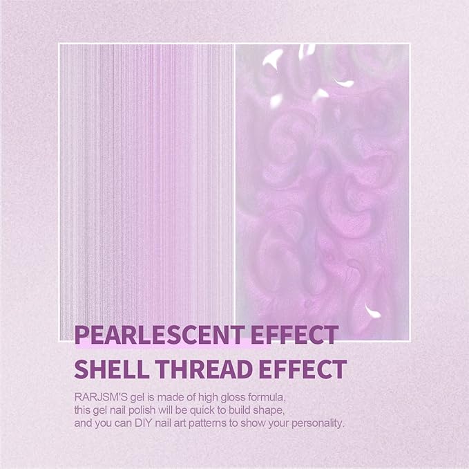 RARJSM Pearl Gel Nail Polish, Glitter Gelpolish Lavender Shimmer Mermaid Nail Gel Soak Off U V G e l for Salon Home DIY Manicure Use