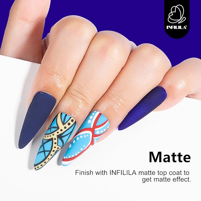 NXJ INFILILA Blue Gel Nail Polish, One-Stroke Coloring Navy Blue UV LED Gel Polish 15ml 0.51oz, Hema Free Dark Color for Nail Art Manicure DIY for Women Girls SQ216