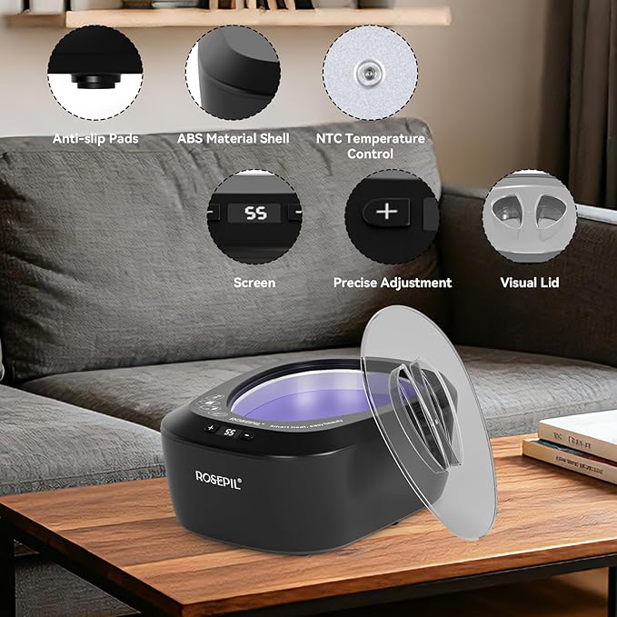 Rosepil Intelligent Paraffin Wax Machine for Hands and Feet, Pro Wax Warmer, Full-Automatic, 6 Pcs Wax Included, Spa-Grade Bath for Home and Salon