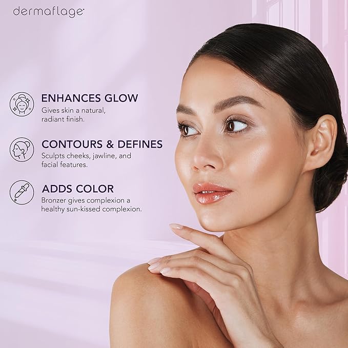 Cheek Palette: Bronzer, Highlighter, Blush Palette for Dewy Skin, Lit from Within by Dermaflage, 10g/.35oz