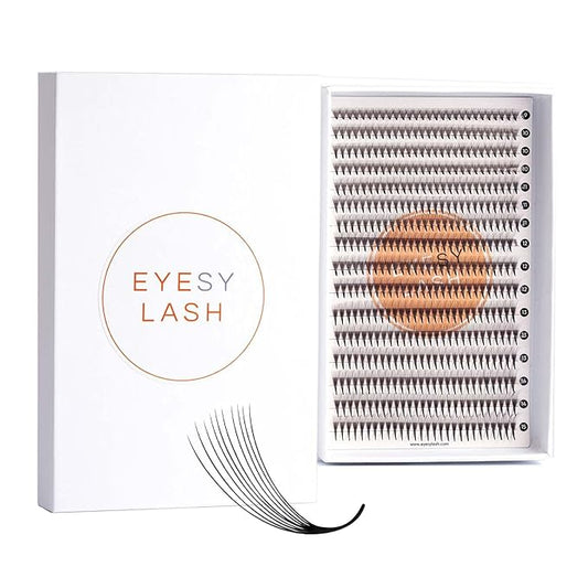 Eyesy Lash 448 Narrow Promade Fans - 10D 0.07mm Thickness CC Curl 9-15mm Mixed Lengths - Mega Volume Eyelash Extension Long Stem Narrow Premade Lash Fans Fluffy Pre Made Eyelash Extension Trays
