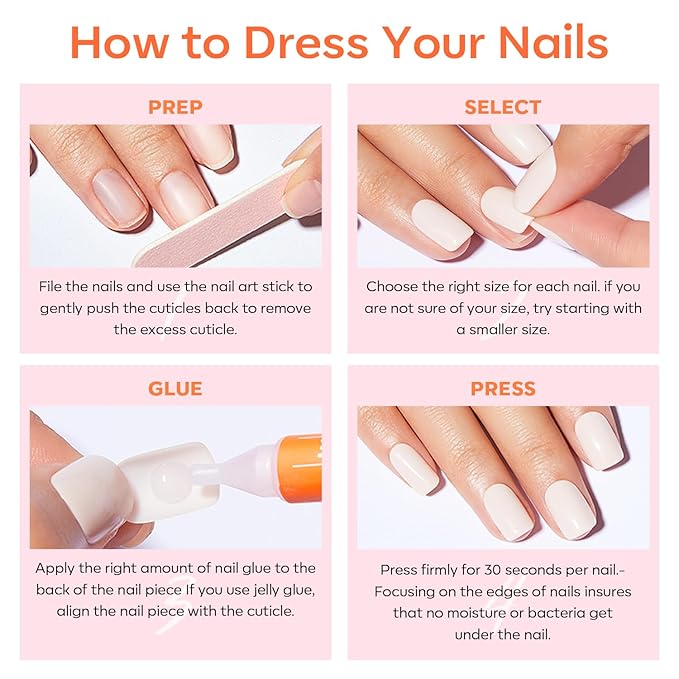 Modelones Red French Tip Press on Nails Short, Valentines Oval Fake Nails, Reusable Nail Kit with Nail Glue Adhesive Tabs Mini Nail File, Nails Press Ons 32Pcs 16Sizes, Women Girl Gift