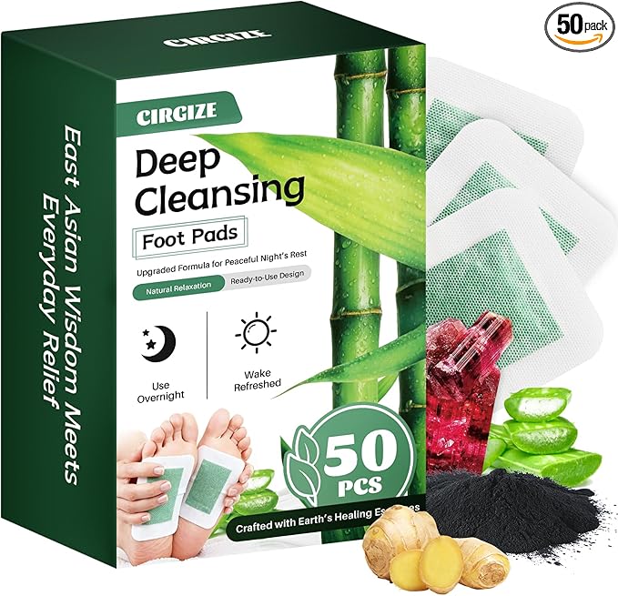 CIRGIZE 2 in 1 Upgraded 50-Count Deep Cleansing Foot Pads, Bamboo Vinegar & Ginger Patch for Sleep, Stress & Fatigue Relief | Natural Daily Detox Foot Spa, Self-Care Gift for Family & Loved Ones