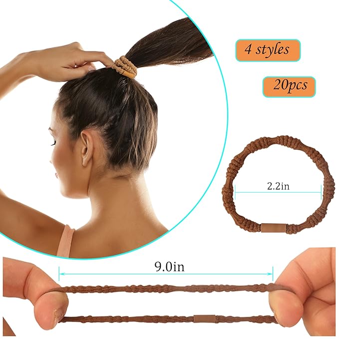 20PCS Hair Ties for Women, Multicolor Neutral Boho Bracelets Hair Ties for Thick or Thin Hair, Hair Tie for Ponytail Holders, No Damage Hair Accessories Hair Tie.