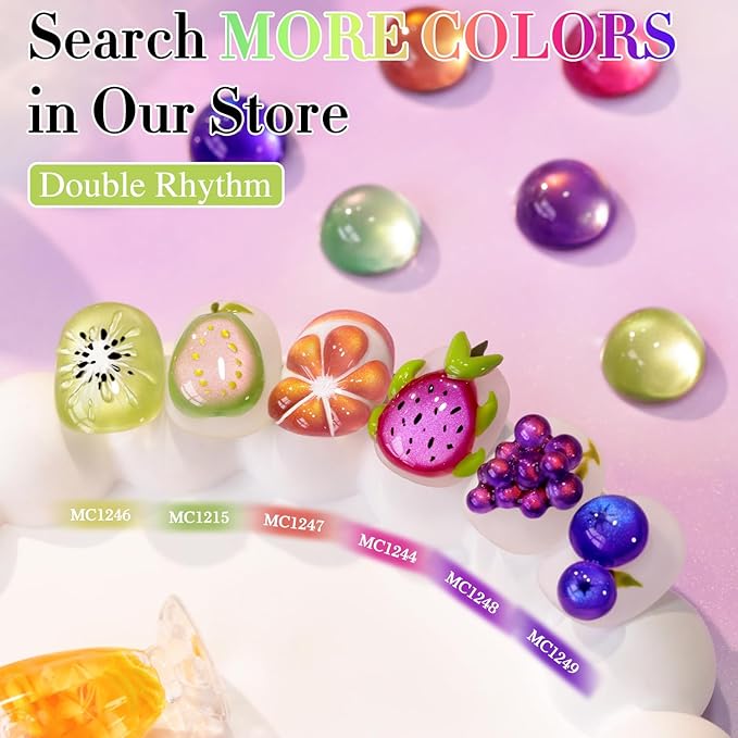 Double Rhythm 0.5 OZ Cat Eye Gel Polish with Magnet 15ML Same Color Same Bottle Holographic Glitter Shimmer Translucent Jelly Color Magnetic Polish (Glass Purple-MC1244)