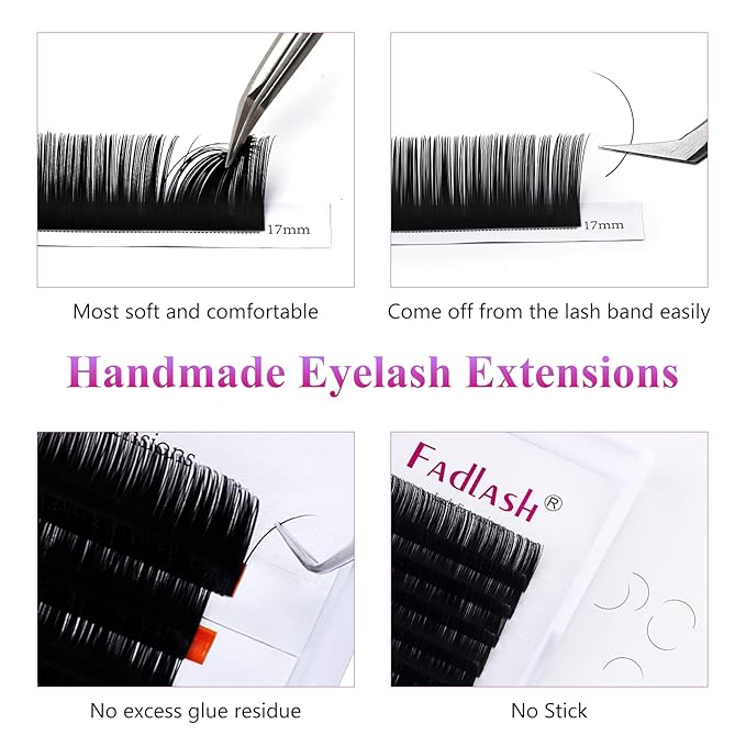 Lash Extensions 9-17mm Eyelash Extensions C Curl Silk Lash Extensions Classic Lash Extensions Soft Faux Mink Lash Extension Mixed Tray Eyelash Extension Supplies (0.15-C, 9-17mm)