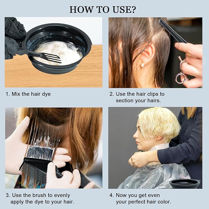Svjetiq 21Pcs Hair Dye Kit Professional Hair Coloring Products with Hair Dye Brush, 350ml Hair Color Bowl, Hair Clips, Applicator, Earcover for Salon Bleaching & Hair Coloring at Home