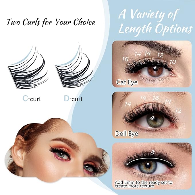 Lash Clusters 84 Pcs Cluster Lashes Eyelash Clusters DIY Cluster Eyelash Extensions Individual Lashes Thin Band & Soft(Breeze,D-14mm)
