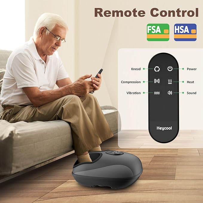 2026 Upgraded Shiatsu Foot Massager with Heat and Compression, FSA Eligible HSA Store Eligible, Remote Control, Foot Massager for Plantar Fasciitis, Neuropathy,Valentine's Day Gifts, Men, Women