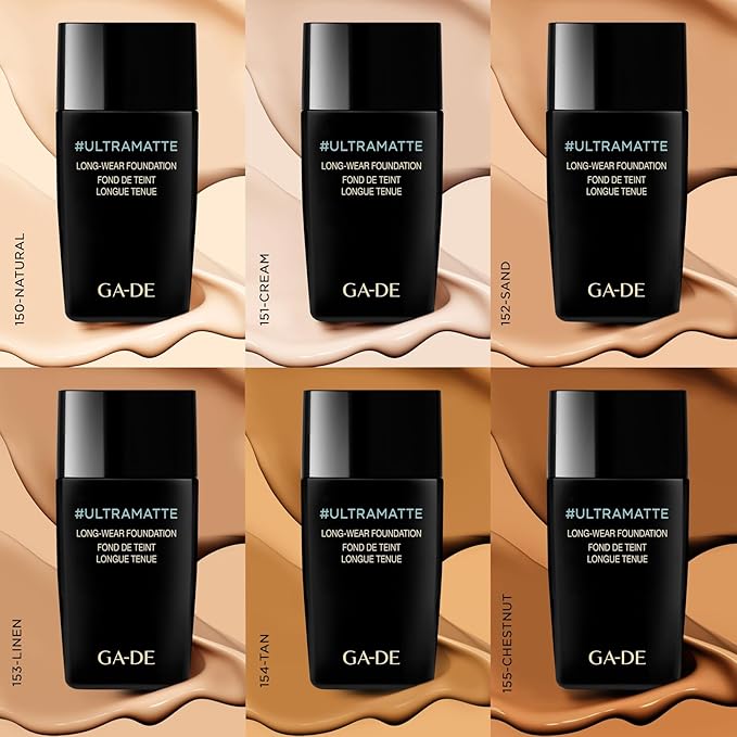 GA-DE Ultramate Long-Wear Foundation, 153 - Sweat-Resistant and No-Transfer Cream Foundation - Face Makeup for Flawless Ultra-Matte Finish - 1 oz