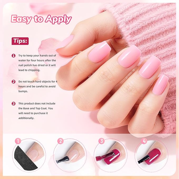 OpenLive 10ml 6 Colors Red Rose Pink Nail Polish Set Romantic Color Series Nail Polish Quick Dry Long Lasting Valentine's Day Gift for Her