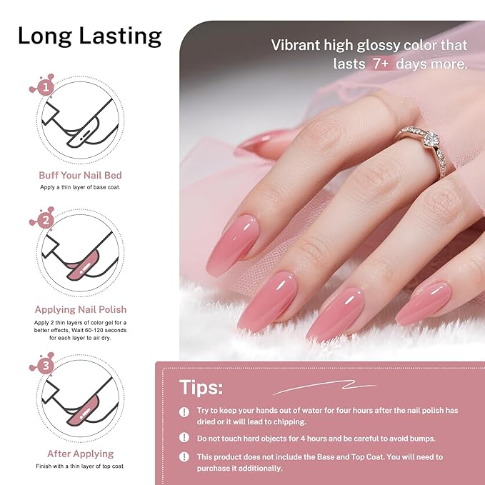 OpenLive 16.5ml Dusty Rose Nail Polish Large Volume Quick Drying Light Pink Nail Polish, Fast Drying and Long Lasting Color Nail Art DIY Home Manicure Gift for Women