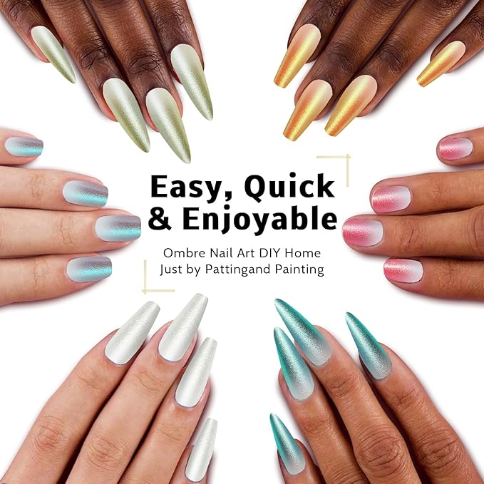 Karroy Christmas Pearl Gel Nail Polish, 9 Colors Glitter Ombre Gel Polish Palette Pat Paint Aurora Mermaid Gold Silver Green Pink Sparkle Reflective Holographic, 100Sponges 6Brushes 1Grabber (Set 12)