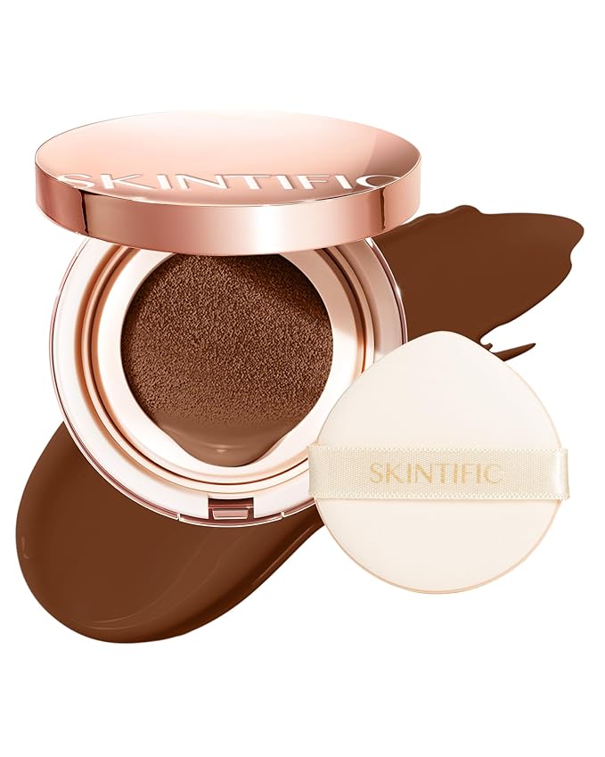 Full Coverage Cushion Foundation #45N Saddle Brown| Satin Glow Finish, Oil-Control & Waterproof, Buildable Tattoo Cover Cushion for All Skin Types