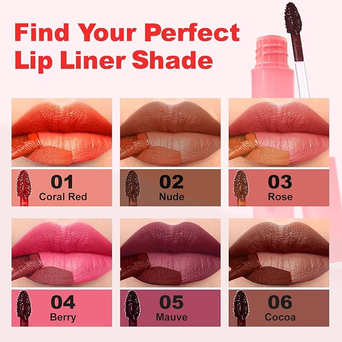 Lip Stain Peel Off - Long Wear Tattoo Lip Liner, Waterproof & Transfer-proof Peel Off Lip Stain with Matte Finish, Lip Tint For All Skin Types (Rose, 1 Count(Pack of 1))