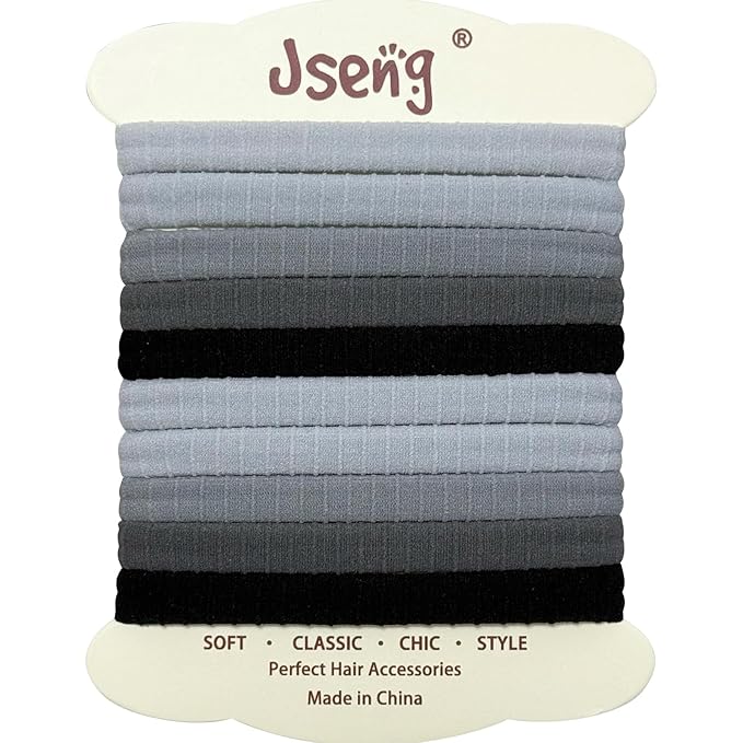 Jseng 10Packs Seamless Hair Ties for Women - Soft No Damage Elastic Hair Accessories for Thick Curly Hair - Cool Toned Blue