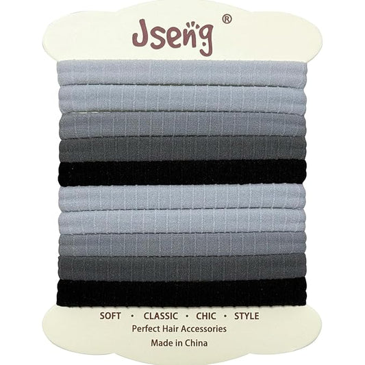 Jseng 10Packs Seamless Hair Ties for Women - Soft No Damage Elastic Hair Accessories for Thick Curly Hair - Cool Toned Blue