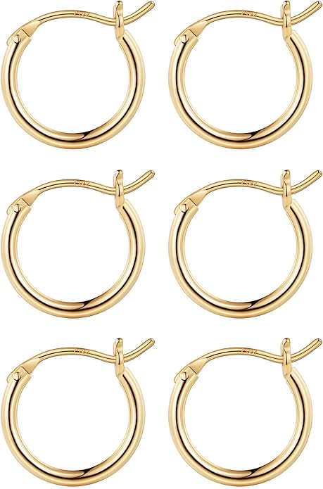 M MOOHAM 14K-Gold-Plated Hoop Earrings for Women - Hypoallergenic 14K Gold 925 Sterling silver-plated Post Sensitive Ears Nickel Free Hoops Earrings Set for Women Jewelry Lightweight 13-60mm