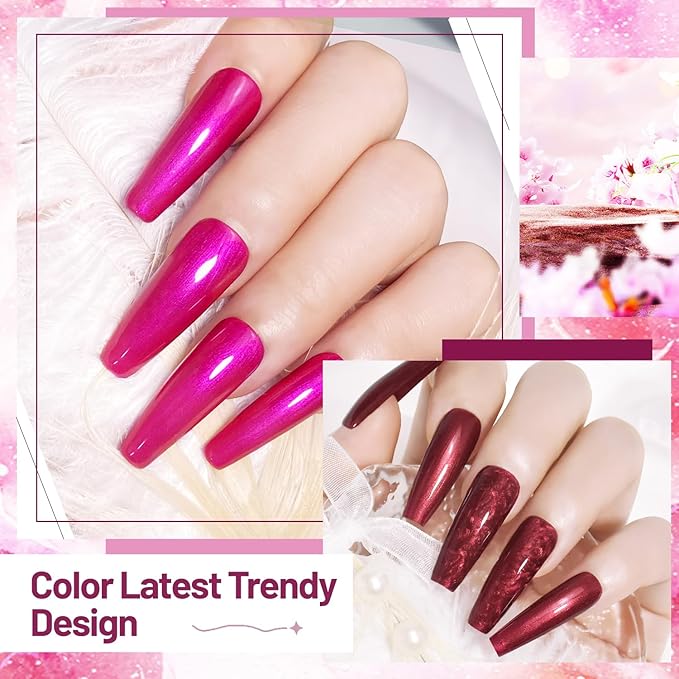OpenLive 10ml 6 Colors Red Glitter Nail Polish Set Glitter Rose Red Pink Deep Purple Series Nail Polish Gifts for Women