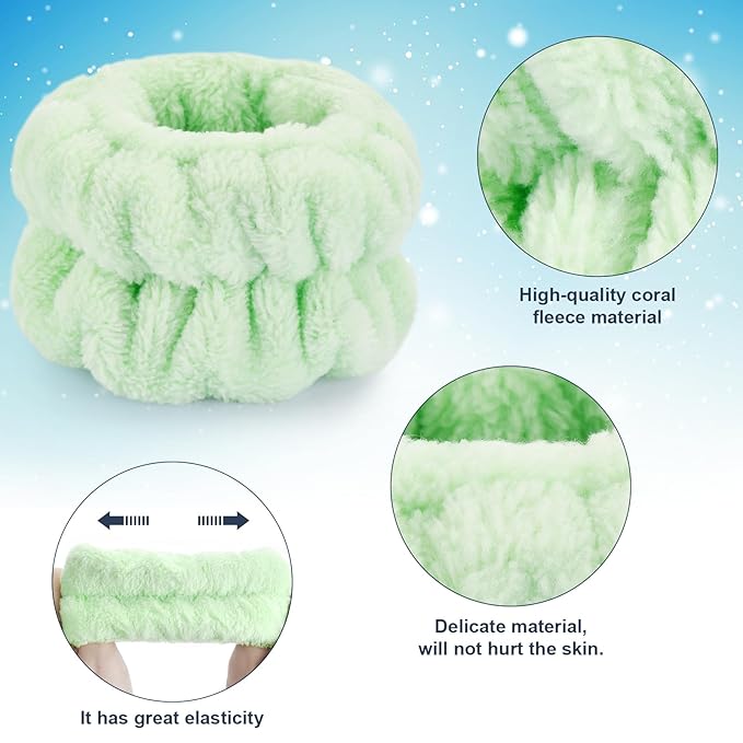 2 Pcs Wrist Bands for Washing Face-Dorbetar, Microfiber Wrist Towels for Washing Face, Spa Wristbands for Washing Face, Face Wash Wristbands, Arm Bands for Washing Face for Woman and Children