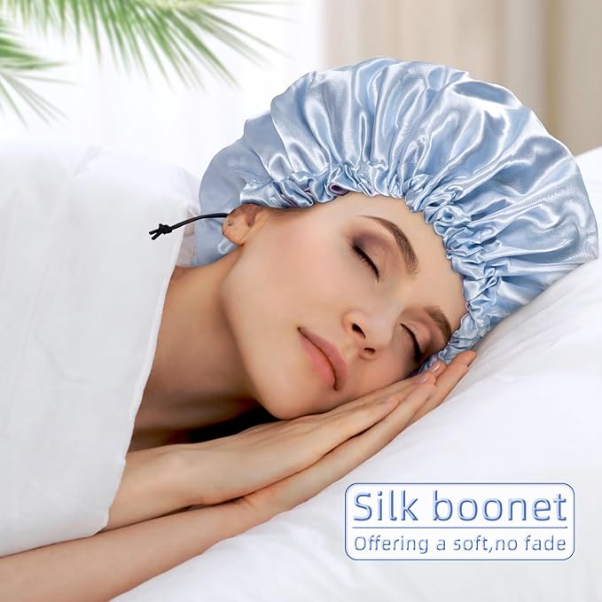 Satin Silk Bonnet For Curly Hair Bonnet Braid Bonnet For Sleeping Bonnets For Women Large Double-layer Adjustable