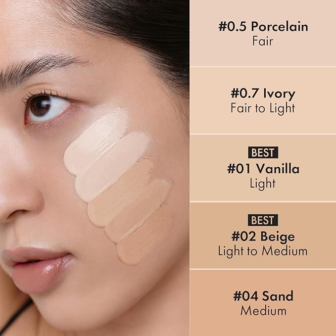 LUNA Long-Lasting Tip Concealer Cover-Fit (#0.7 Ivory) Full Coverage, for Under Eye Dark Circles, Fine Lines, Redness & Discoloration, Korean Makeup 0.26 Fl Oz, Mother's day gift