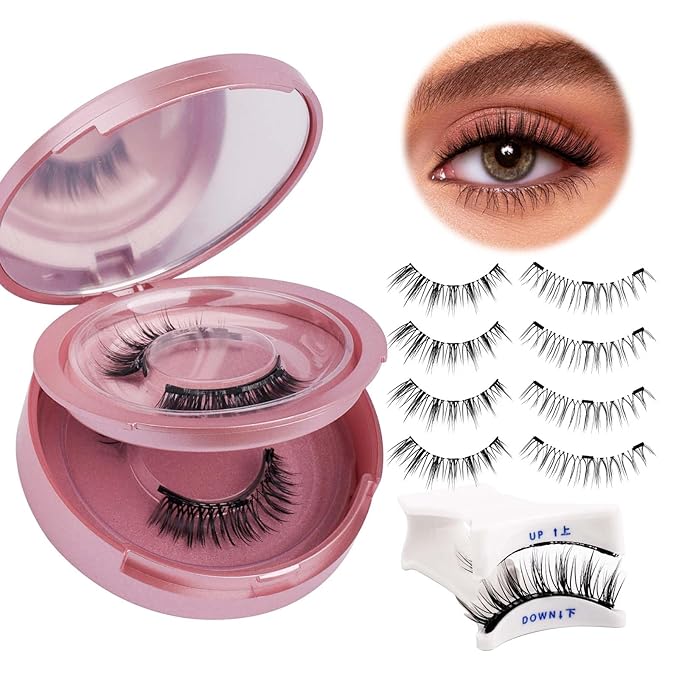 FADLASH Magnetic Eyelashes with Applicator Reusable Magnetic Lashes Natural Look 2 Pairs with Clamp No Glue Needed False Eyelashes Kit Easy to Wear (806+B7)