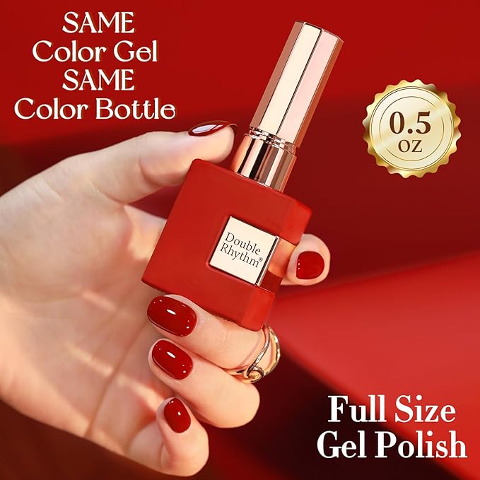 Double Rhythm 0.5 Oz Gel Nail Polish Neutral Natural Same Color Same Bottle Translucent Light Milky Pastel 15ML Manicure French Design Art DIY at Home (Brick Burgundy-A1502)