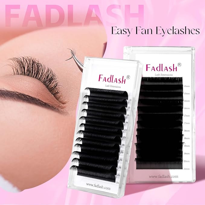 FADLASH Easy Fan Lash Extensions 0.03 Easy Fan Eyelash Extensions D Curl 13mm Volume Lashes Extension Self Fanning Lash (0.03-D, 13mm)