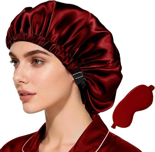 2Pcs Hair Bonnets For Sleeping Satin Bonnet Silk Bonnets For Women Silky Night Caps Womens Curly Hair Sleep Cap