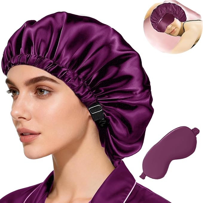 2Pcs Hair Bonnets For Sleeping Satin Bonnet Silk Bonnets For Women Silky Night Caps Womens Curly Hair Sleep Cap
