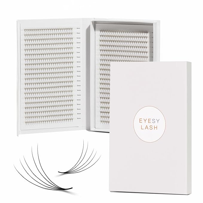 Eyesy Lash 1200 Easy Promade Fans - 5D 0.07 Curl D Mixed Lengths 8-16mm - Ultra Speed 40 Lines Eyelash Trays Volume Premade Lash Fans Handmade Pre Made Eyelash Extensions Fluffy Soft Pointy Base