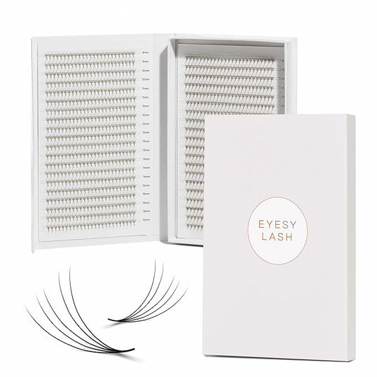 Eyesy Lash 1200 Easy Promade Fans - 5D 0.07 Curl CC Mixed Lengths 8-16mm - Ultra Speed 40 Lines Eyelash Trays Volume Premade Lash Fans Handmade Pre Made Eyelash Extensions Fluffy Soft Pointy Base