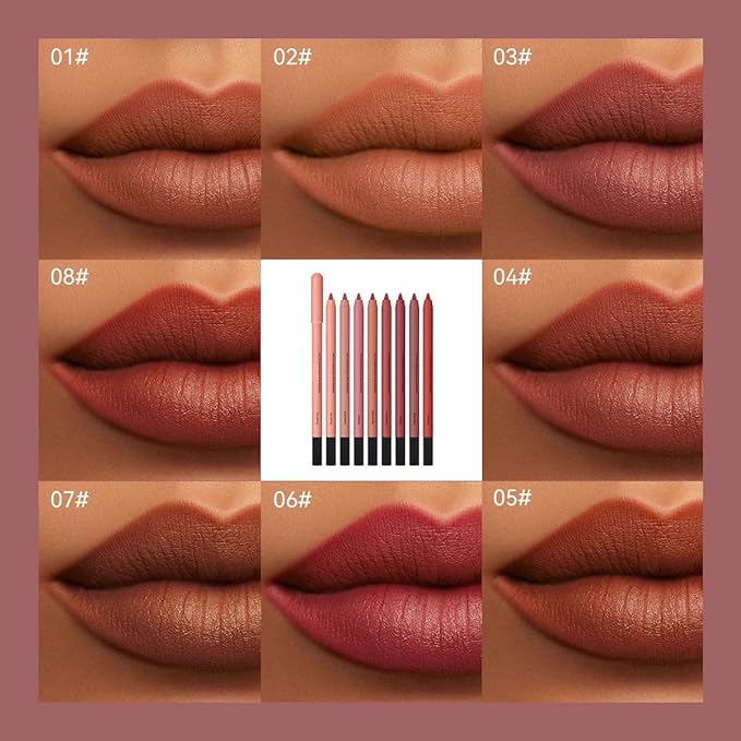 KISSIO Lip Liner,Creamy Lip Pencil,Long Lasting Lip Liner with Sharpener,Matte Finish,Smooth and Soft,Non-Dry,Easy to Use,Cruelty free,0.02 oz,02 Untamable