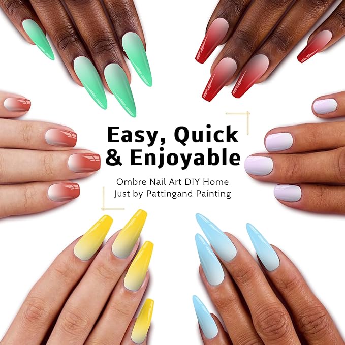 Karroy Christmas Gel Polish, 9 Colors Ombre Patting Gel Nail Polish Palette 100 Sponges 6 Brushes 1Grabber, Blending Color Gradient Painting Nails Art, No Wipe, UV/LED Cured (Set 03)
