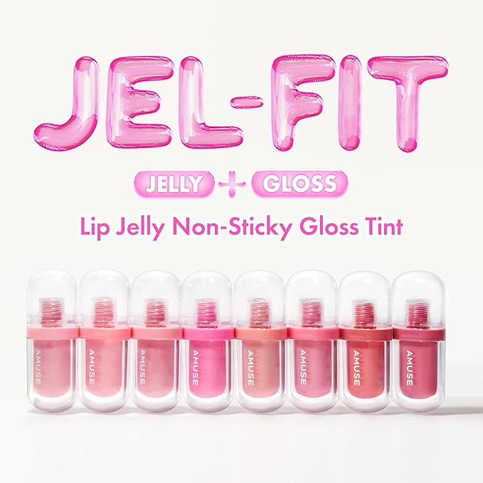 Amuse Seoul Jel-Fit Tint (01 Boksoonga Jelly) | Korean Jelly Lip Tint, Long-Lasting Lip Stain, Hydrating & Glossy, Hyaluronic Acid for Smooth Moisturized Lips, High Pigmentation, Vegan