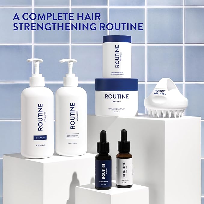 Routine Wellness Anti-Thinning Shampoo and Conditioner Set for Thinning Hair - Biotin DHT Blocker Women & Men - Color Safe Shampoo for Hair Loss & Healthier Hair - Rose Hips (Pack of 2)