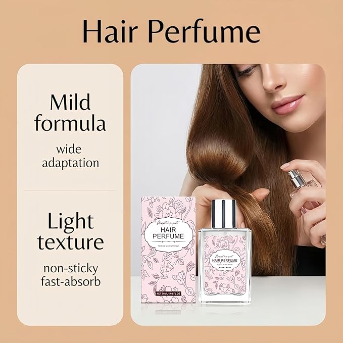 Rose Hair Perfume for Women - Long Lasting Hair Mist, Nourishing & Frizz Control Spray with Lightweight Rose Scent, Daily Moisturizing Fragrance for All Hair Types, Portable 50ml